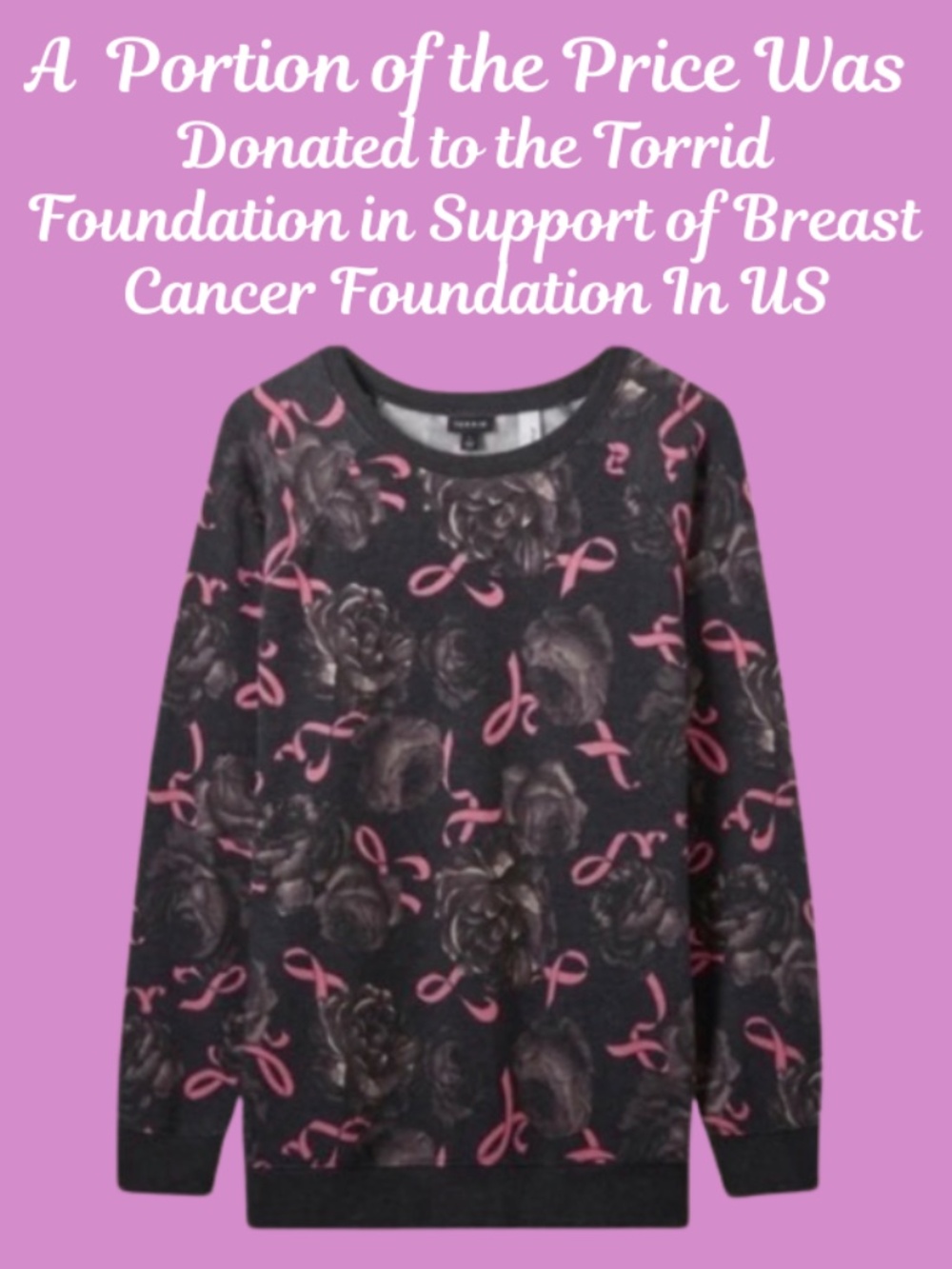 Breast Cancer Awareness-Cozy Fleece Crew Neck Raglan Sweatshirt Pink Ribbon For